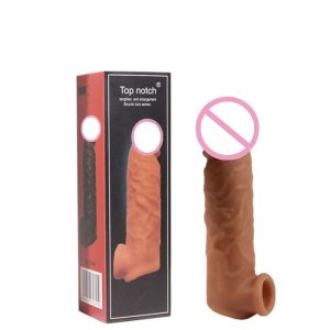 Kondom Sambung Silikon Realistis 2 Lubang – Penis Sleeve Extender
